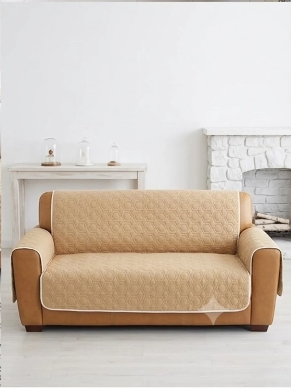 Couch Protector Slipcover Quilted Pet Cover Recliner Cover Sofa Reversible Tan